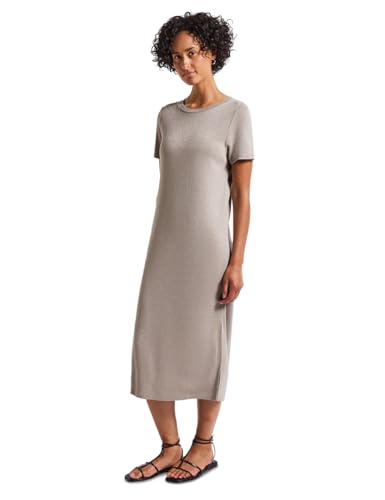 STREET ONE Damen A144580 Glitzerndes T-Shirt Kleid, Tumbled Beige, 36 von STREET ONE