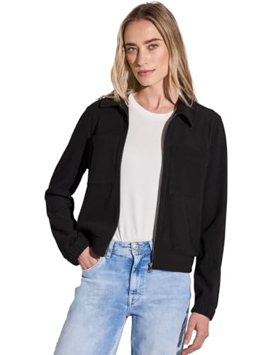 STREET ONE Damen A212637 Jacke mit Rippstruktur, Black, 40 von STREET ONE
