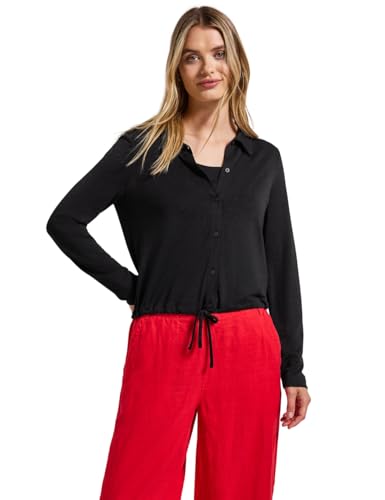 STREET ONE Damen A323542 Leinen-Look Jacke, Schwarz, 38 von STREET ONE