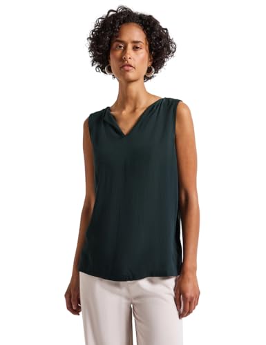 STREET ONE Damen A323567 Top mit Split Neck, Pine Grove Green, 34 von STREET ONE