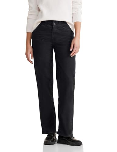 STREET ONE Damen A377366 Jeans mit Straight Legs, Black Soft Washed, 31W x 28L von STREET ONE