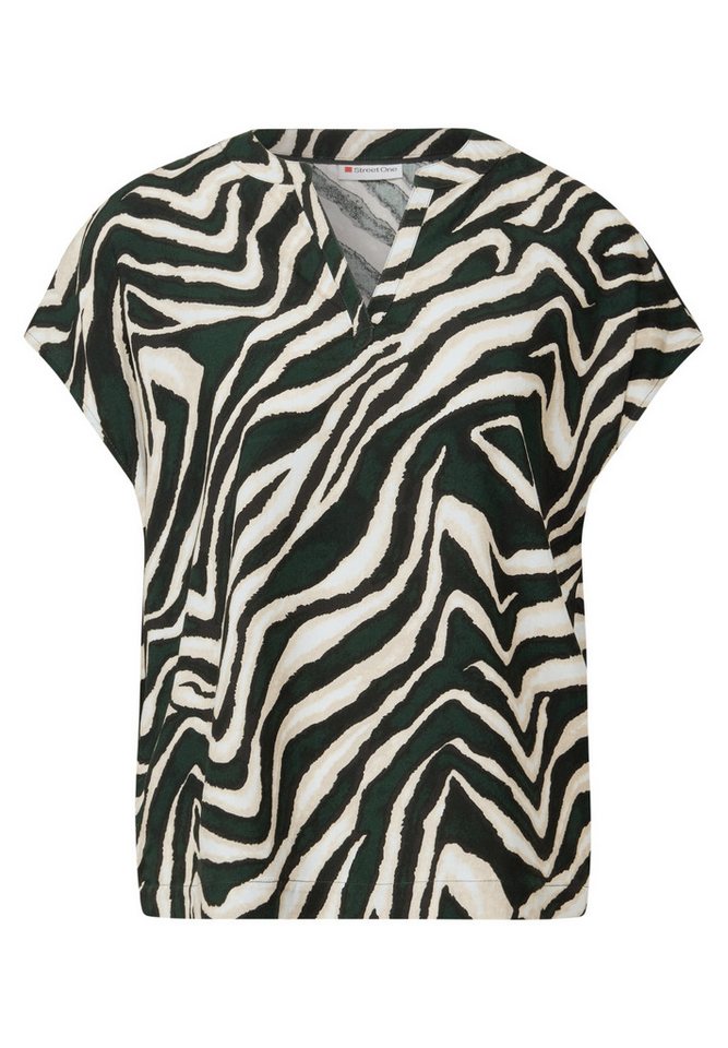 STREET ONE Kurzarmbluse - Kurzarmbluse Damen – Zebra-Muster Bluse – Viskose Bluse von STREET ONE