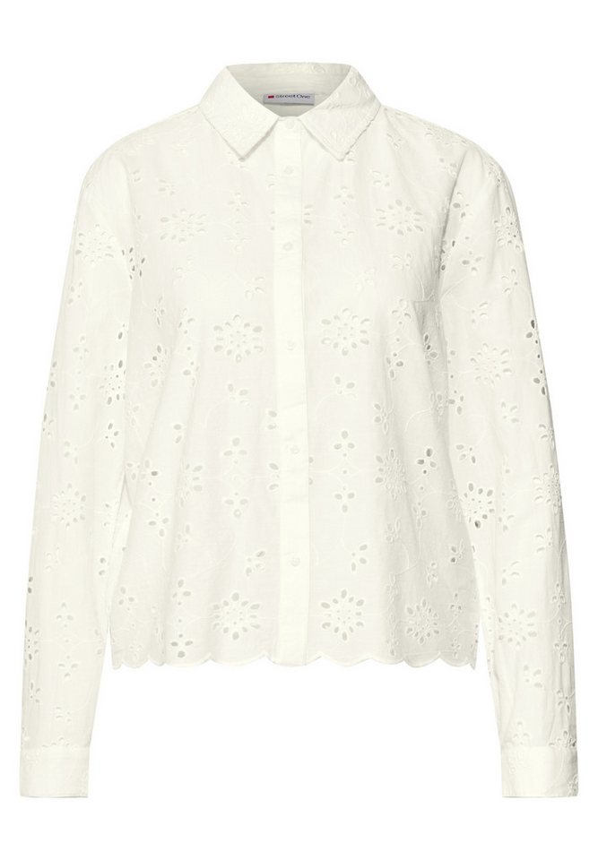 STREET ONE Kurzarmbluse – Leichte Bluse mit dekorativer Lochstickerei von STREET ONE