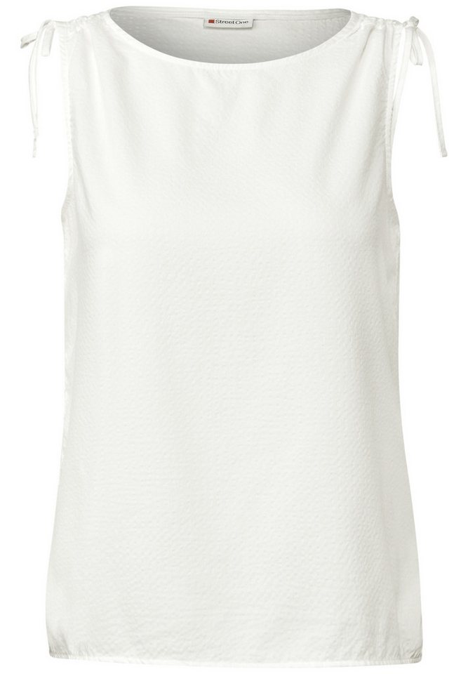 STREET ONE Kurzarmbluse - Seersucker Blusentop Damen – Kurzarmbluse ärmellos – Ru von STREET ONE
