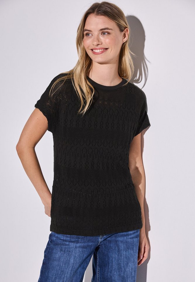 STREET ONE Kurzarmpullover mit filigranem Muster von STREET ONE