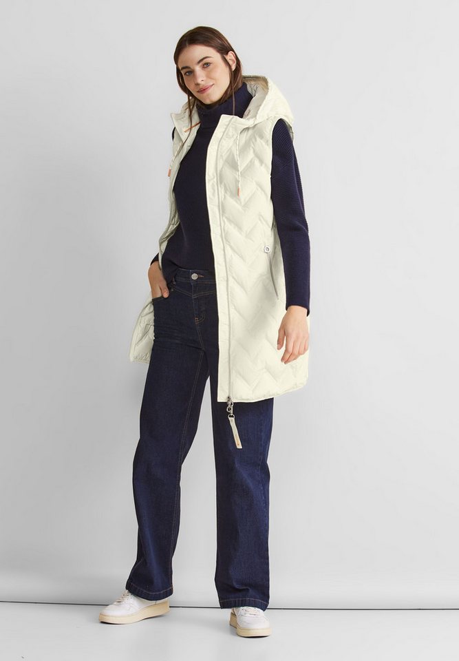 STREET ONE Kurzweste Longweste mit Kapuze von STREET ONE