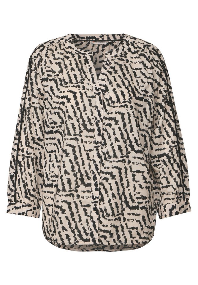 STREET ONE Langarmbluse Cotton splitneck blouse w tape von STREET ONE
