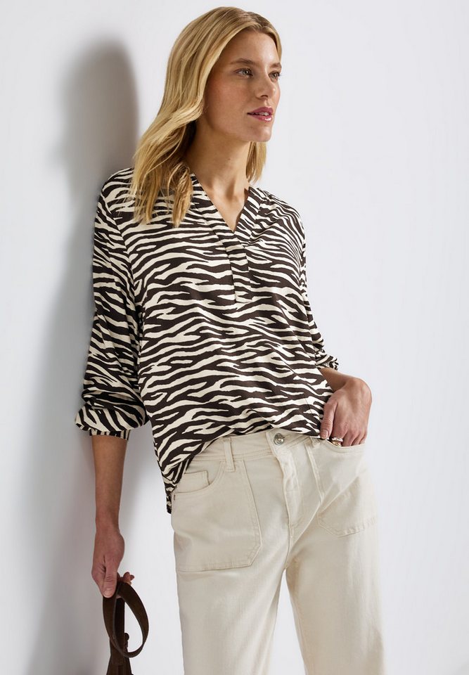 STREET ONE Langarmbluse mit Zebra Print, im Tunika-Look von STREET ONE