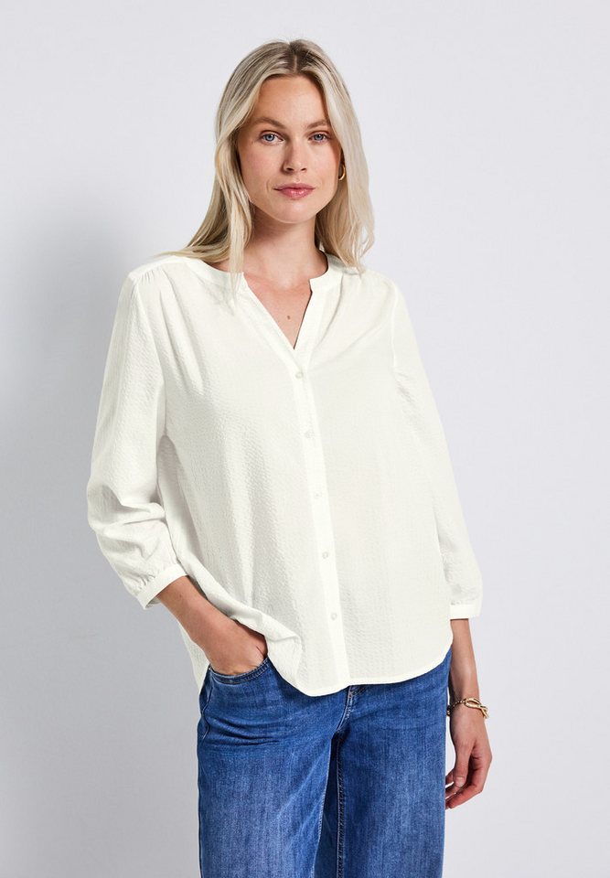 STREET ONE Langarmbluse mit gestreiftem Seersucker-Look von STREET ONE