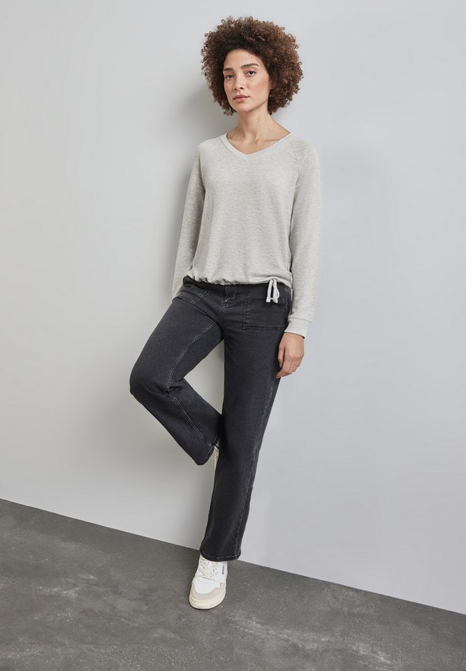 STREET ONE Langarmshirt Shirt mit Glitzer-Bündchen von STREET ONE