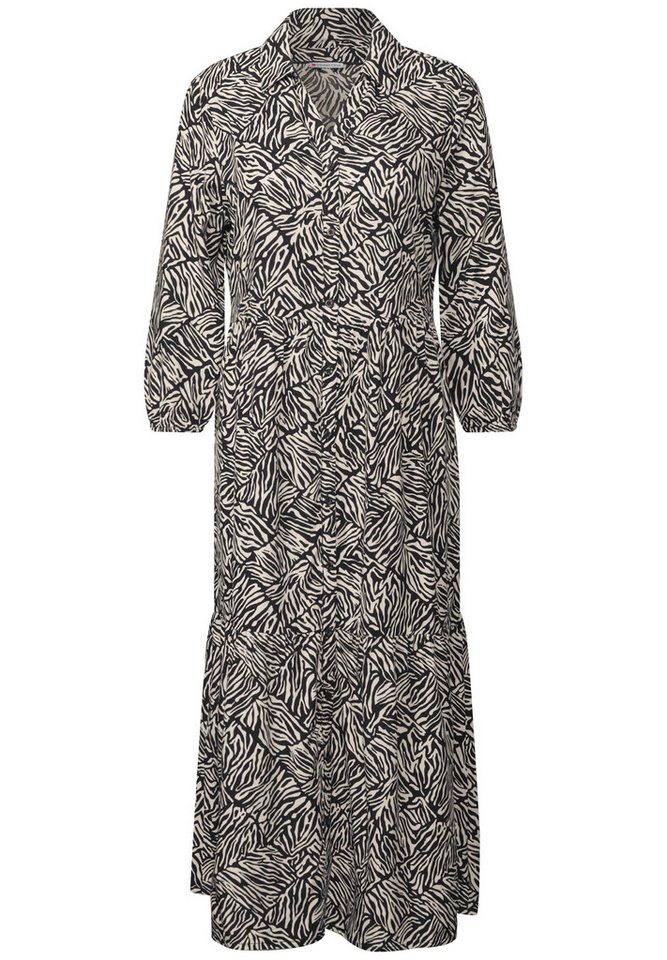 STREET ONE Midikleid - Midi-Kleid mit All-Over Print – Hemdkragen und Knopfleiste von STREET ONE