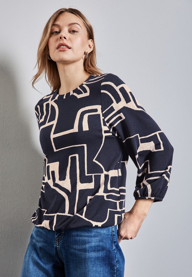 STREET ONE Rundhalspullover mit All-Over Print von STREET ONE