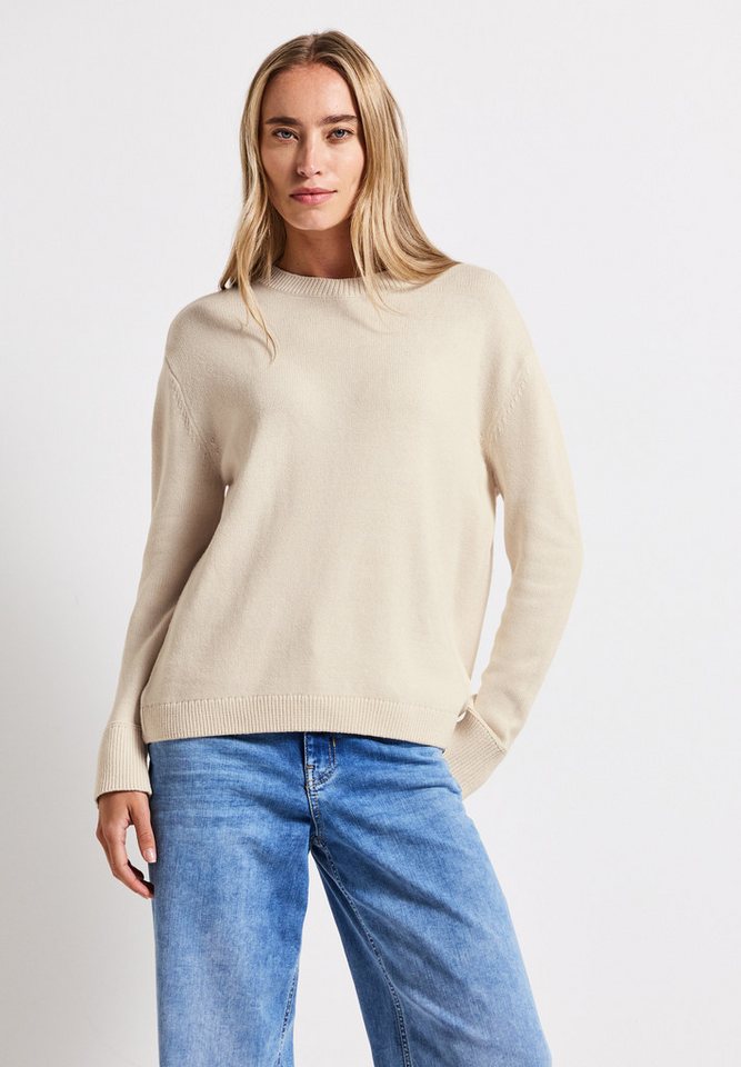 STREET ONE Rundhalspullover mit Rippbündchen von STREET ONE