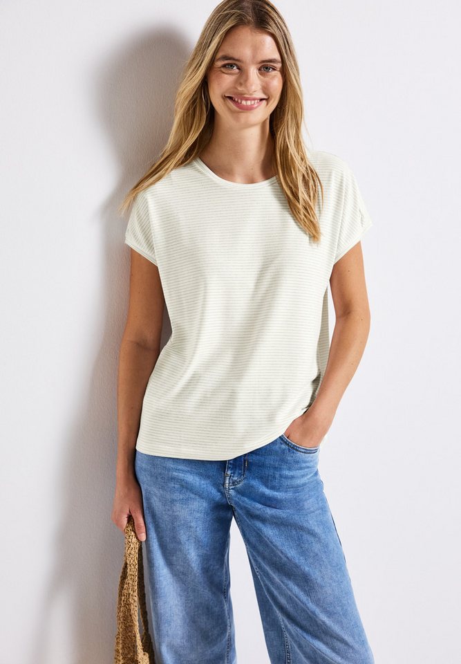 STREET ONE Rundhalsshirt mit glitzernden Streifen von STREET ONE