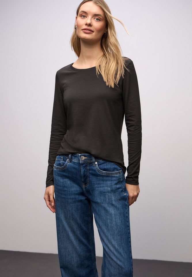 STREET ONE Rundhalsshirt unifarben von STREET ONE