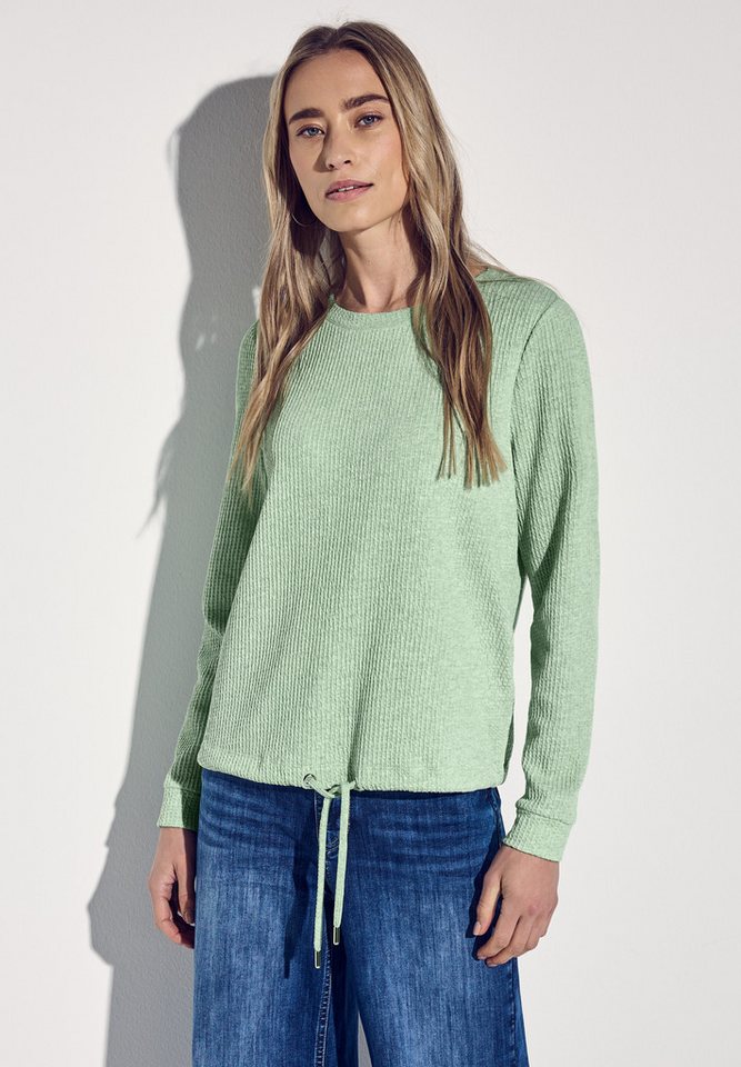 STREET ONE Sweatshirt Struktur-Optik, mit elastischem Saum mit Tunnelzug von STREET ONE