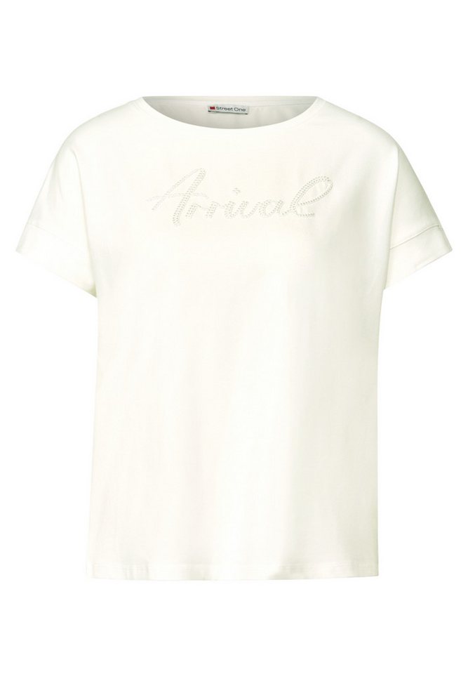 STREET ONE T-Shirt - Damen T-Shirt mit Wording-Stickerei – Rundhalsshirt von STREET ONE