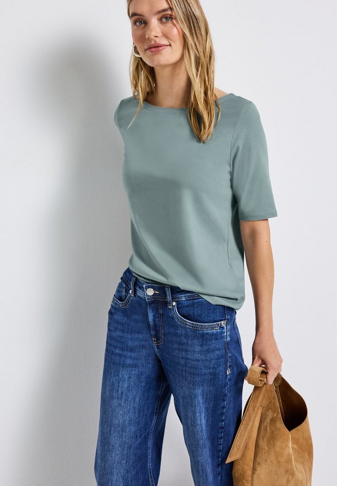 STREET ONE T-Shirt U-Boot Ausschnitt, Basic von STREET ONE