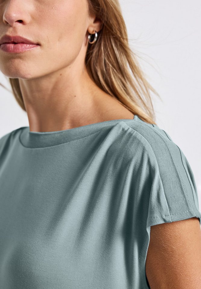 STREET ONE T-Shirt U-Boot Shirt mit Rippdetail von STREET ONE