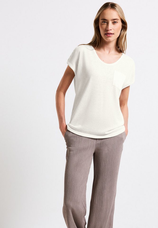 STREET ONE T-Shirt im Leinen-Look und mit Brusttasche+ö von STREET ONE