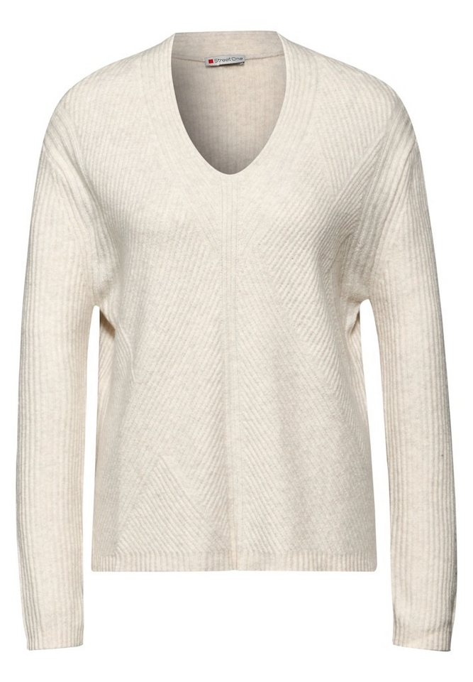 STREET ONE Wollpullover STREET ONE / Da.Strick / LTD QR_v-neck basic sweater st von STREET ONE