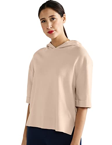 Street One Damen A302307 Kurzarmhoodie, Light Smooth Sand Melange, 38 EU von STREET ONE