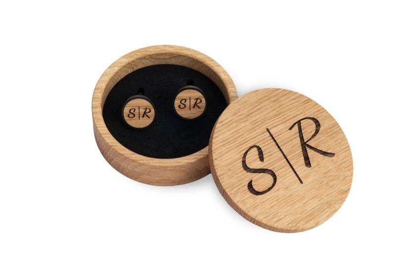 Manschettenknöpfe Aus Holz Mit Gravur Personalisiert, Aufbewahrungsbox von STREIFHOLZ