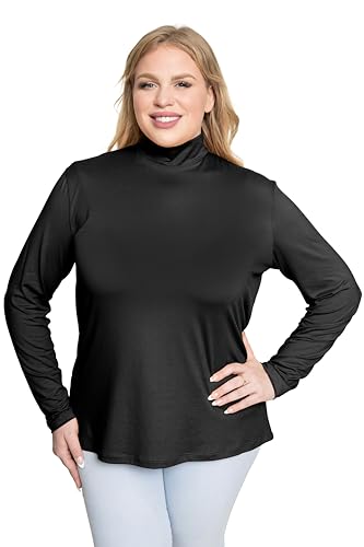 STRETCH IS COMFORT Damen und Plus Oh So Soft Langarm Mock Rollkragen Top Regular und Relaxed Fit Alltagskleidung XS-5XL, Schwarz, 3X STRETCH IS COMFORT Damen und Plus Oh So Soft Langarm Mock Rollkragen Top Regular und Relaxed Fit Alltagskleidung XS-5XL, Schwarz, 3X von STRETCH IS COMFORT