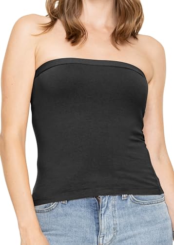 STRETCH IS COMFORT Damen & Plus Röhrenoberteil, mittellang, Größe XS – 5XL, Schwarz, Klein von STRETCH IS COMFORT