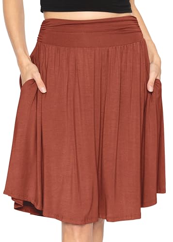STRETCH IS COMFORT Damen und Übergröße U-förmiger Saum ausgestellter mittellanger Rock mit Taschen | S-5X, Rost, Mittel STRETCH IS COMFORT Damen und Übergröße U-förmiger Saum ausgestellter mittellanger Rock mit Taschen | S-5X, Rost, Mittel von STRETCH IS COMFORT