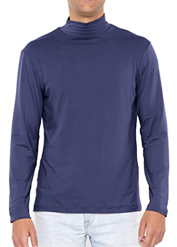 STRETCH IS COMFORT Herren Oh So Soft Luxe Mock Neck Rollkragen Langarm Shirt, Marineblau, Mittel von STRETCH IS COMFORT