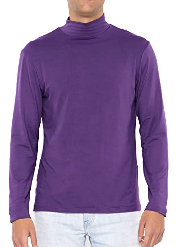 STRETCH IS COMFORT Herren Oh So Soft Luxe Mock Neck Rollkragen Langarm Shirt, Violett, Mittel von STRETCH IS COMFORT