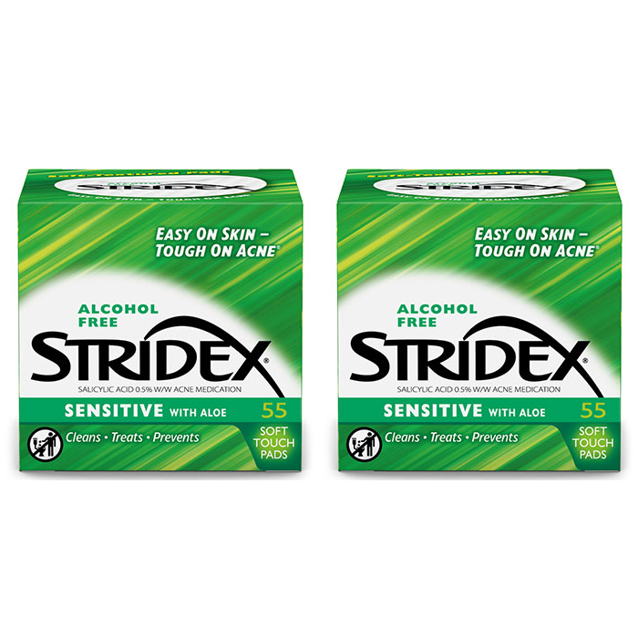 STRIDEX - Alcohol Free Sensitive Pads With Aloe GREEN - 55pcs (2ea) Set von STRIDEX