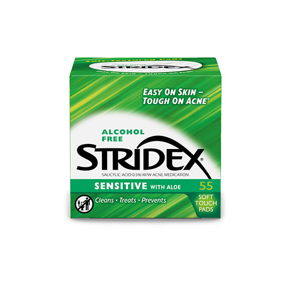 STRIDEX - Alcohol Free Sensitive Pads With Aloe GREEN - 55stücke von STRIDEX