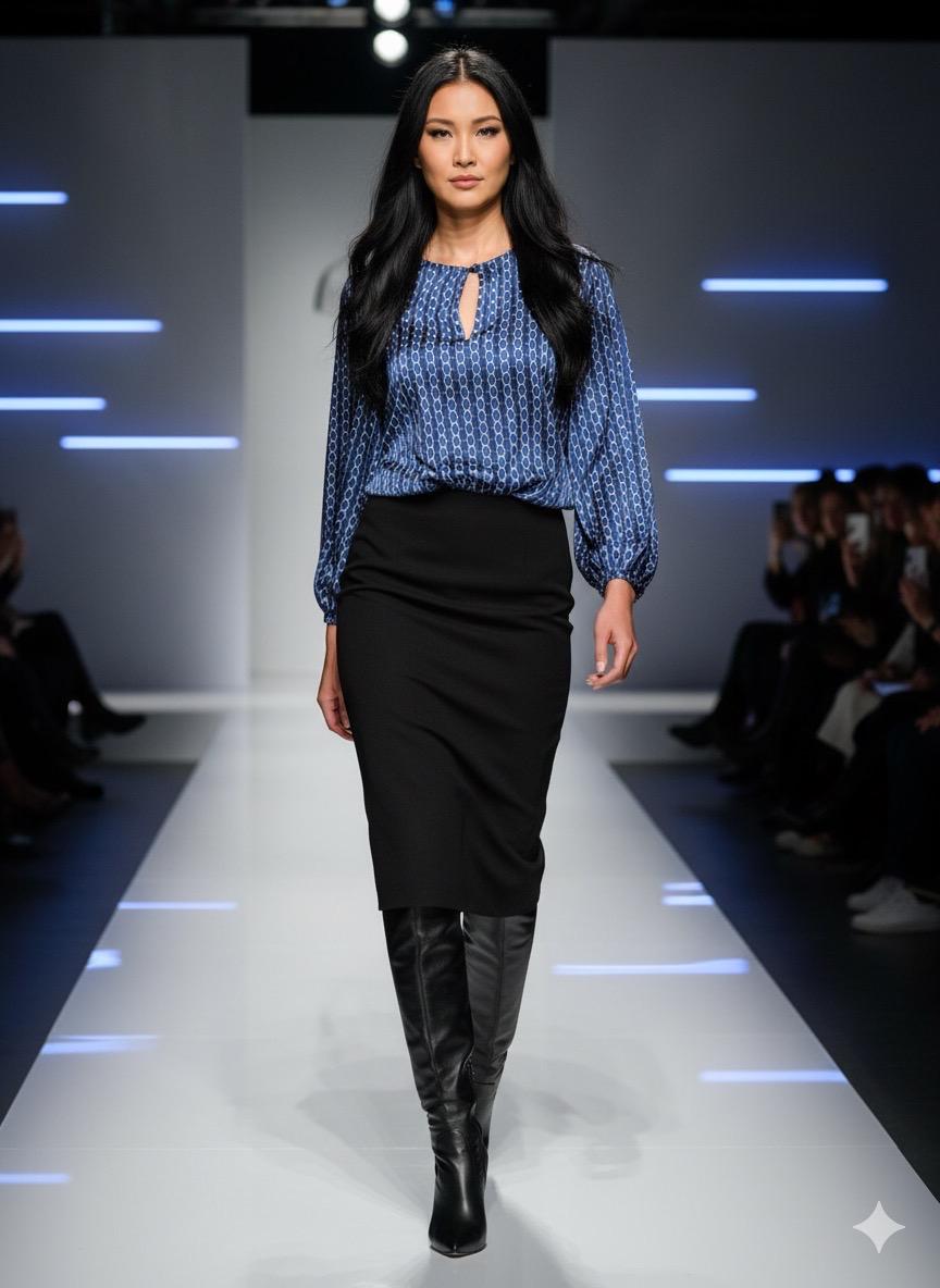 Lockere Viskose Bluse, Oberteil Damen/Mit Schleife. Langen Ärmel Damenbluse Baumwolle - Viskose. Blau Unikat. Elegante von STROEBERT