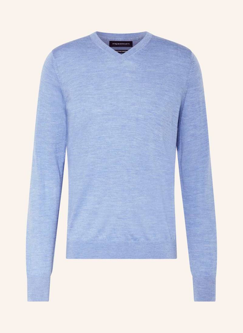 Strokesman's Pullover Aus Merinowolle blau von STROKESMAN'S