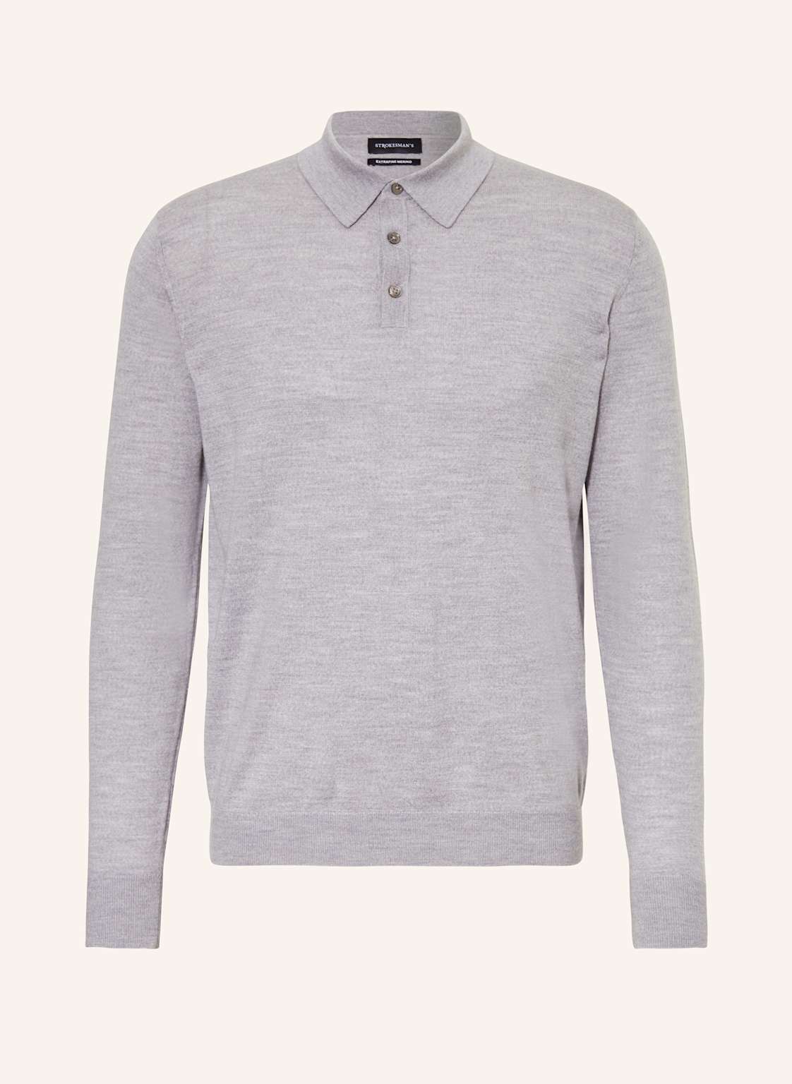 Strokesman's Strick-Poloshirt Aus Merinowolle grau von STROKESMAN'S