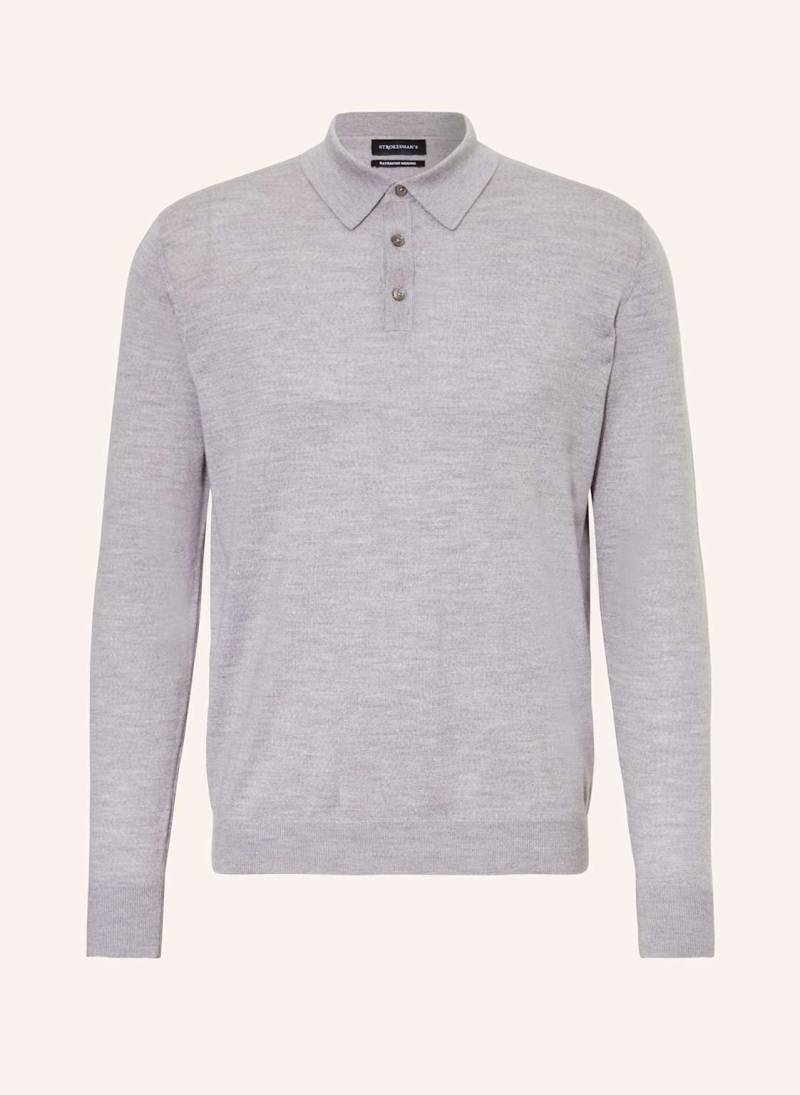 Strokesman's Strick-Poloshirt Aus Merinowolle grau von STROKESMAN'S