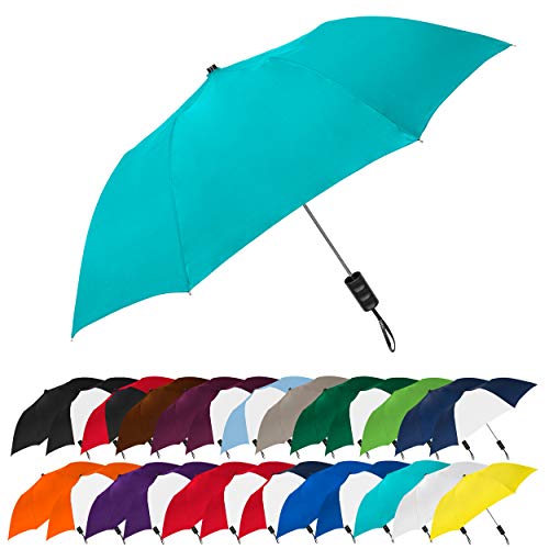 STROMBERGBRAND UMBRELLAS Enviro, Regenschirm mit automatischem Öffnen, leicht, für Reisen, zusammenklappbar, für Damen und Herren, Blaugrün, Blau, Spektrum von STROMBERGBRAND UMBRELLAS