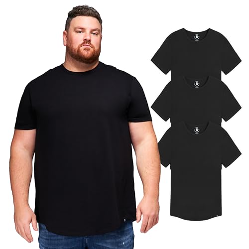STRONGSIZE Herren Big and Tall Shirts - Stretch T-Shirt für Freizeitkleidung (erhältlich in längerer und normaler Länge), 3er-Pack, Schwarz / Schwarz, 5X-Groß von STRONGSIZE