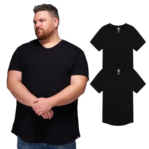 STRONGSIZE T-Shirts mit V-Ausschnitt für Herren – Big and Tall Herren Stretch T-Shirt, 2er-Pack, Schwarz / Schwarz, XL von STRONGSIZE