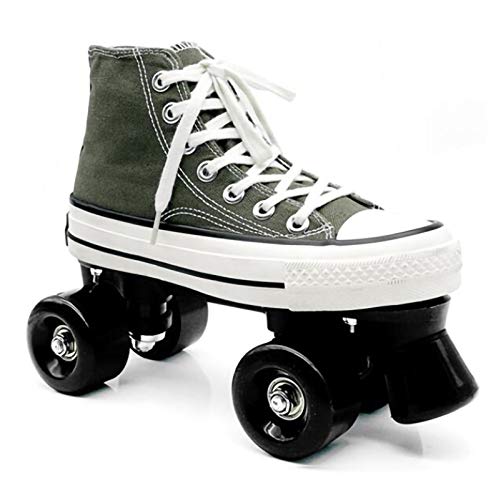 Canvas Schlittschuhe Rollschuhe Für Damen Mädchen Roller Quad Skates Komfortables Und Atmungsaktives Mit Zweireihigem Rad Obermaterial Leinwand Rollschuhe B,42 von STRTG