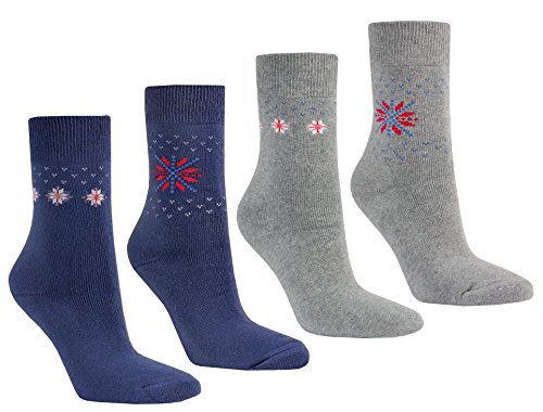 4 PAAR DAMEN THERMO STRÜMPFE SOCKEN MÄDCHEN SOCKEN BAUMWOLLE OHNE GUMMI GR. 35-42 (39-42) von STRUMPFEXPRESS