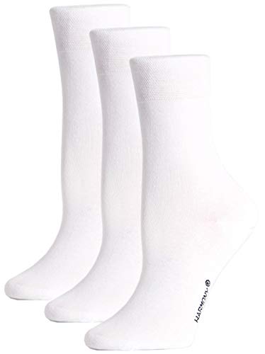 STRUMPFEXPRESS 6 PAAR Damen Luxus-Socken Strümpfe Söckchen ohne Gummi Baumwolle mit Elasthan (39-42, weiß) von STRUMPFEXPRESS