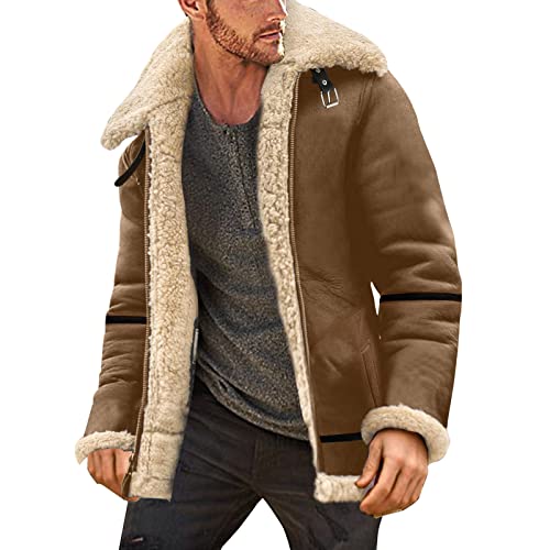 STRY Winter wollmantel Herren,Herren Mantel mit Fell,Daunenjacke dünn Herren,Leder Bomberjacke Vintage,Winterjacke grün Herren,wollmantel Herren beige,Herren Winterjacke mit Fellkapuze von STRY