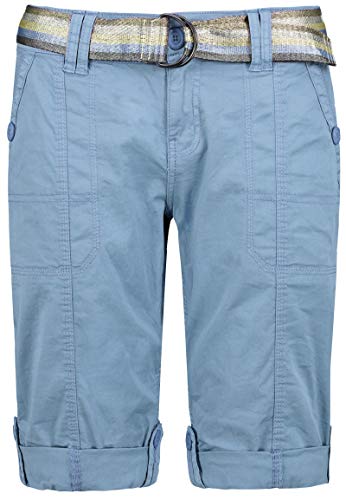 30 Farben Damen Jeans Bermuda Short by Eight2Nine Boyfriend Look tiefer Schritt Jeansbermuda mit Kontrastnähten Washed Kurze Hose (L, GEisblau) von STS Ranchwear