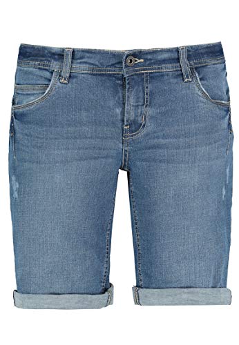 30 Farben Damen Jeans Bermuda Short by Eight2Nine Boyfriend Look tiefer Schritt Jeansbermuda mit Kontrastnähten Washed Kurze Hose (L, NWashed) von STS Ranchwear