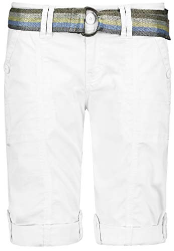 30 Farben Damen Jeans Bermuda Short by Eight2Nine Boyfriend Look tiefer Schritt Jeansbermuda mit Kontrastnähten Washed Kurze Hose (M, GMilky) von STS Ranchwear