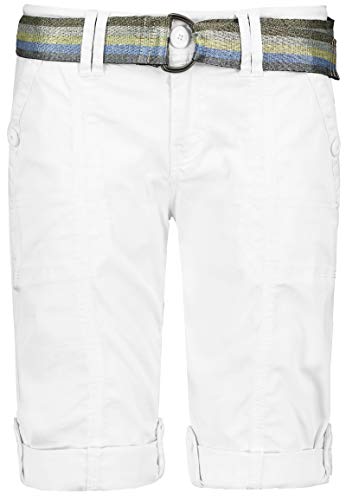 30 Farben Damen Jeans Bermuda Short by Eight2Nine Boyfriend Look tiefer Schritt Jeansbermuda mit Kontrastnähten Washed Kurze Hose (S, GMilky) von STS Ranchwear