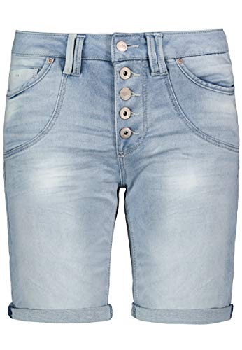 30 Farben Damen Jeans Bermuda Short by Eight2Nine Boyfriend Look tiefer Schritt Jeansbermuda mit Kontrastnähten Washed Kurze Hose (S, HellDuo) von STS Ranchwear